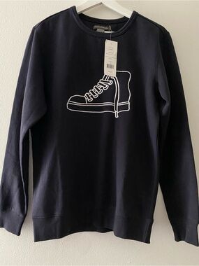 French Connection Men’s Navy Crewneck Sweatshirt with White Sneaker Outline